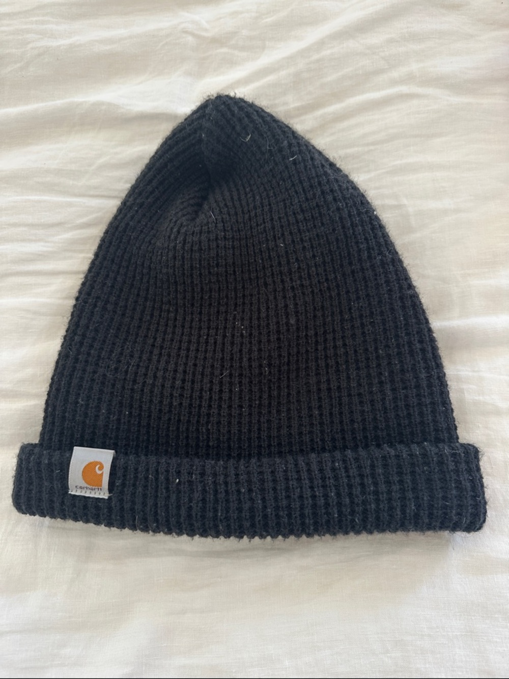 Carhartt Black Cuffed Knit Beanie with Logo Patch